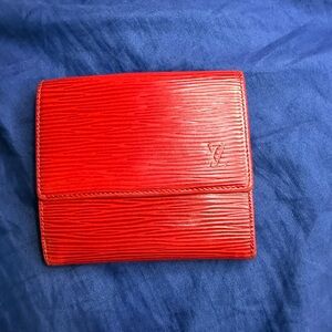 Louis Vuitton Red Leather Snap Card Wallet